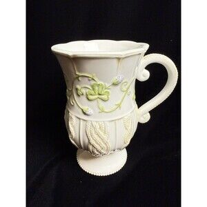 GRASSLANDS ROAD IRISH COFFEE FOOTED EMBOSSED MUG SHAMROCK 5-1/2” 10 OZ